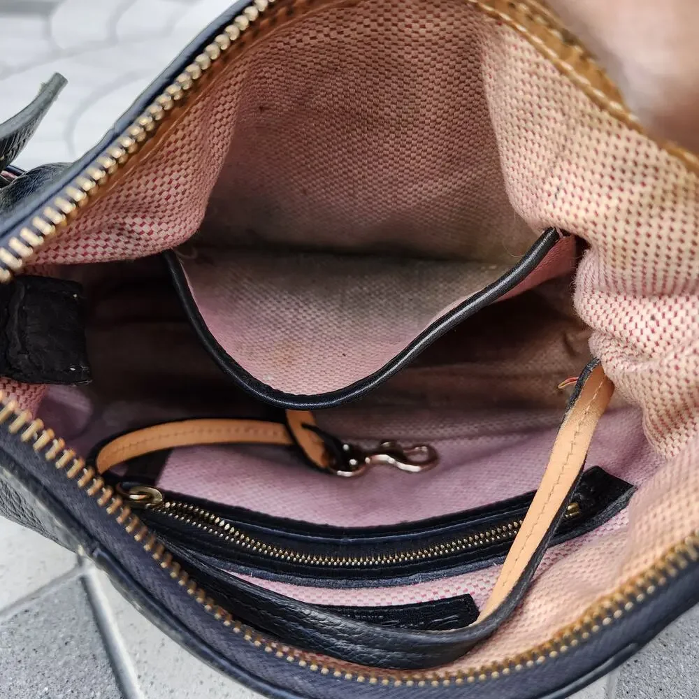 Dooney & Bourke Small Black Pebbled Leather Hobo Shoulder Bag